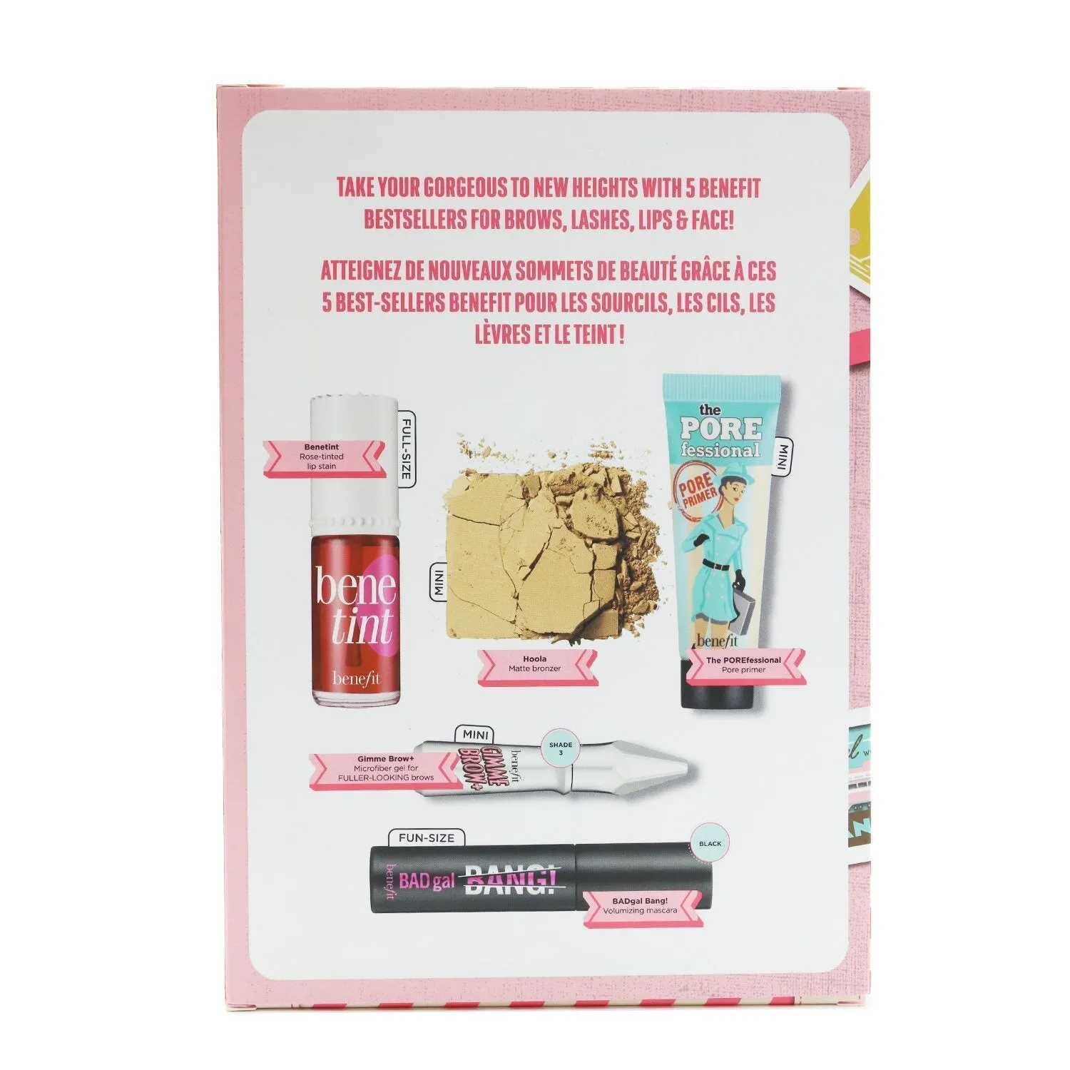 Benefit High Flyin' Hits! Set (1x Primer. 1x Bronzer. 1x Mascara. 1x Brow Gel. 1x Lip & Cheek Stain)  5pcs