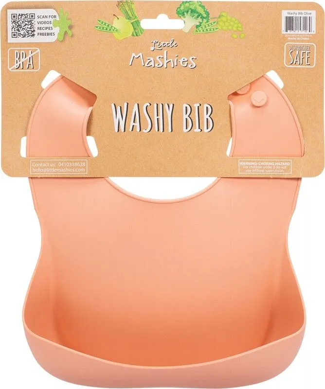 Little Mashies Silicone Washy Bib Blush Pink