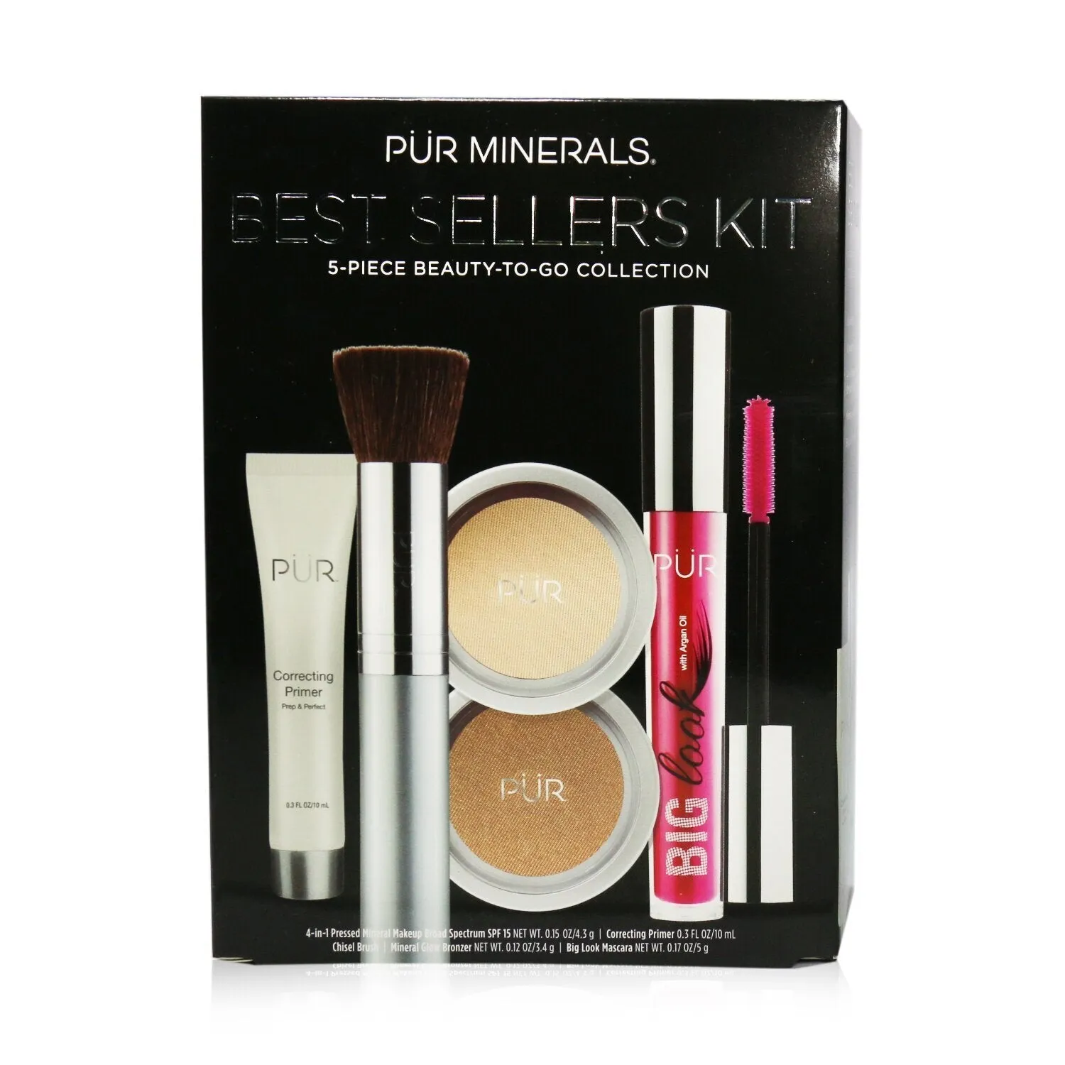 PUR (PurMinerals) Best Sellers Kit (5 Piece Beauty To Go Collection) (1x Primer. 1x Powder. 1x Bronzer. 1x Mascara. 1x Brush) - # Tan  5pcs