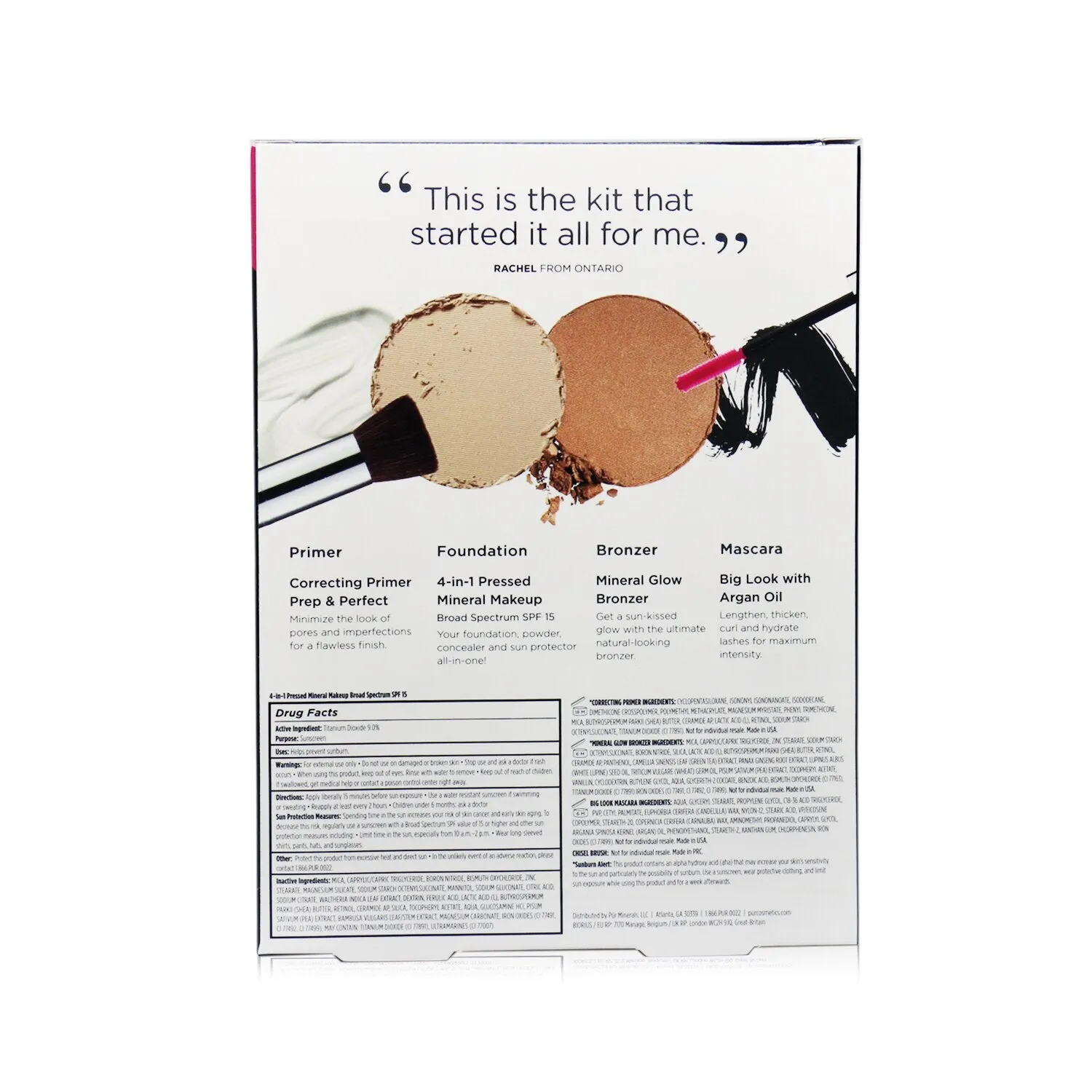 PUR (PurMinerals) Best Sellers Kit (5 Piece Beauty To Go Collection) (1x Primer. 1x Powder. 1x Bronzer. 1x Mascara. 1x Brush) - # Tan  5pcs