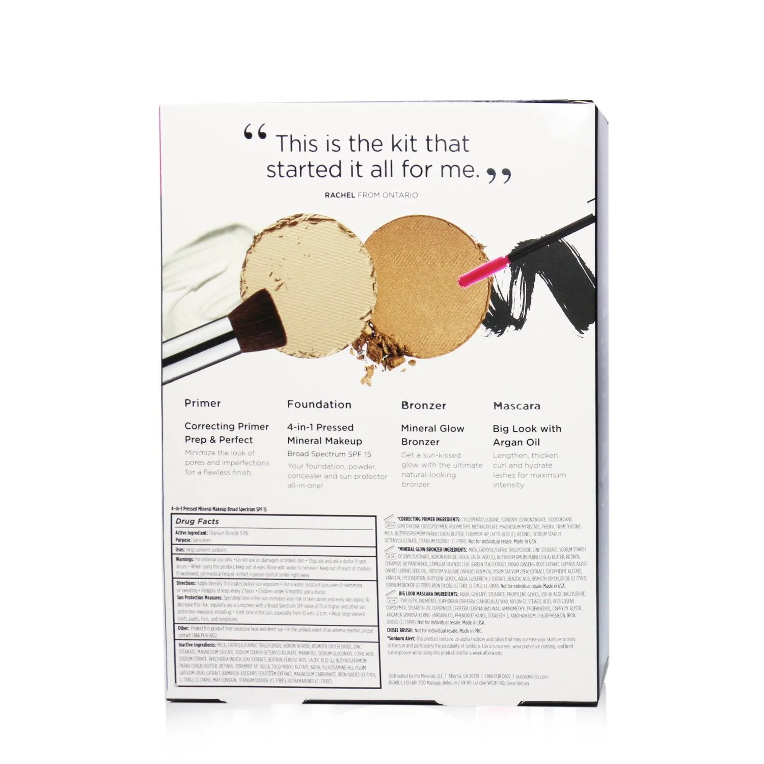 PUR (PurMinerals) Best Sellers Kit (5 Piece Beauty To Go Collection) (1x Primer. 1x Powder. 1x Bronzer. 1x Mascara. 1x Brush) - # Tan  5pcs