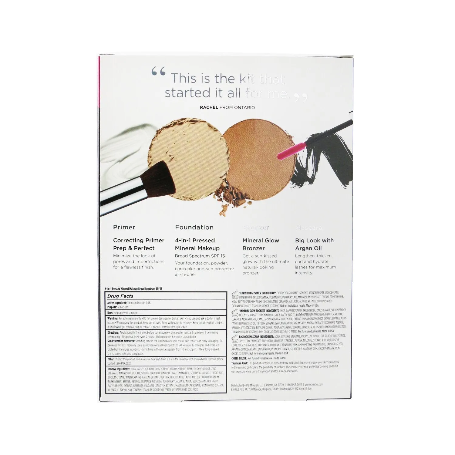 PUR (PurMinerals) Best Sellers Kit (5 Piece Beauty To Go Collection) (1x Primer. 1x Powder. 1x Bronzer. 1x Mascara. 1x Brush) - # Tan  5pcs