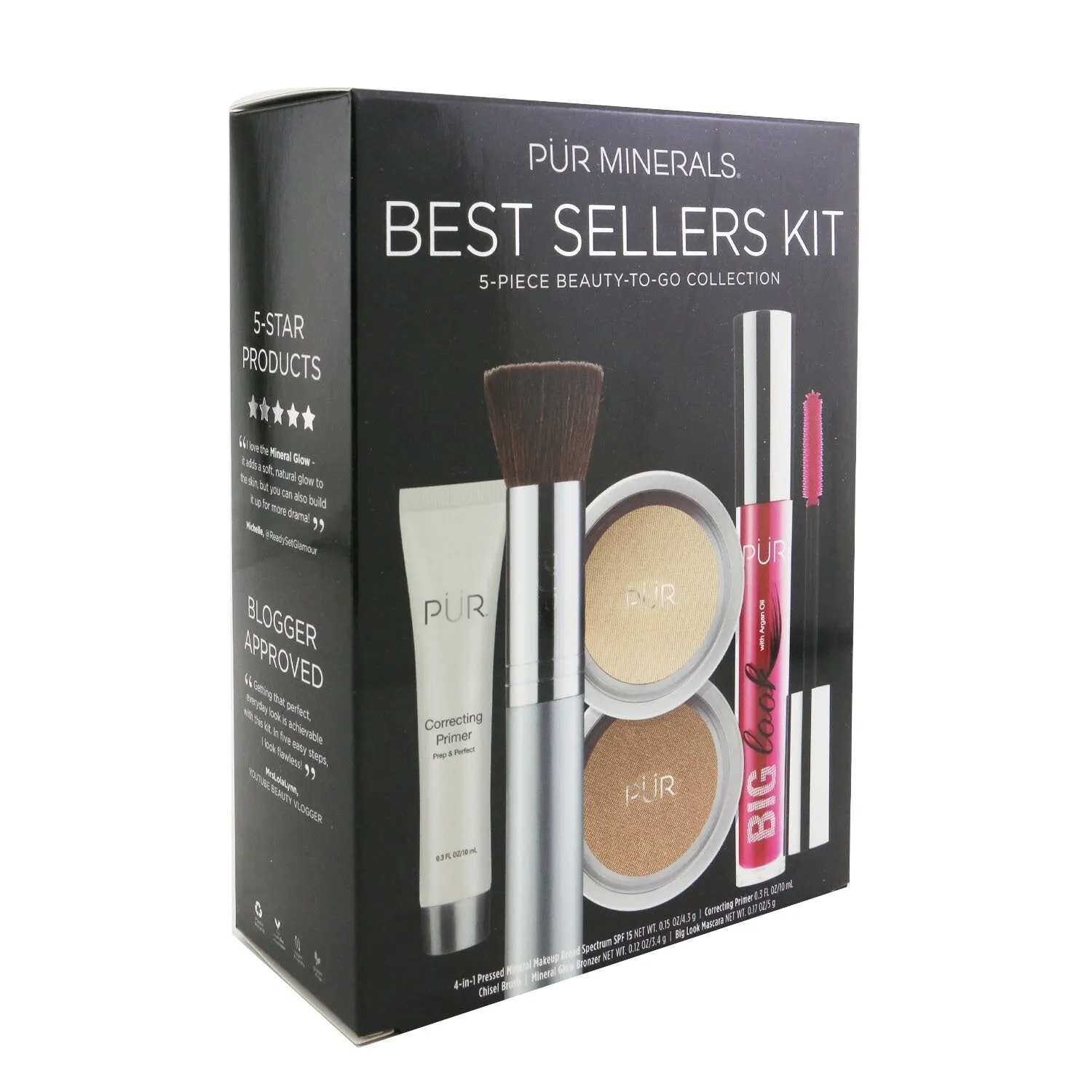 PUR (PurMinerals) Best Sellers Kit (5 Piece Beauty To Go Collection) (1x Primer. 1x Powder. 1x Bronzer. 1x Mascara. 1x Brush) - # Tan  5pcs